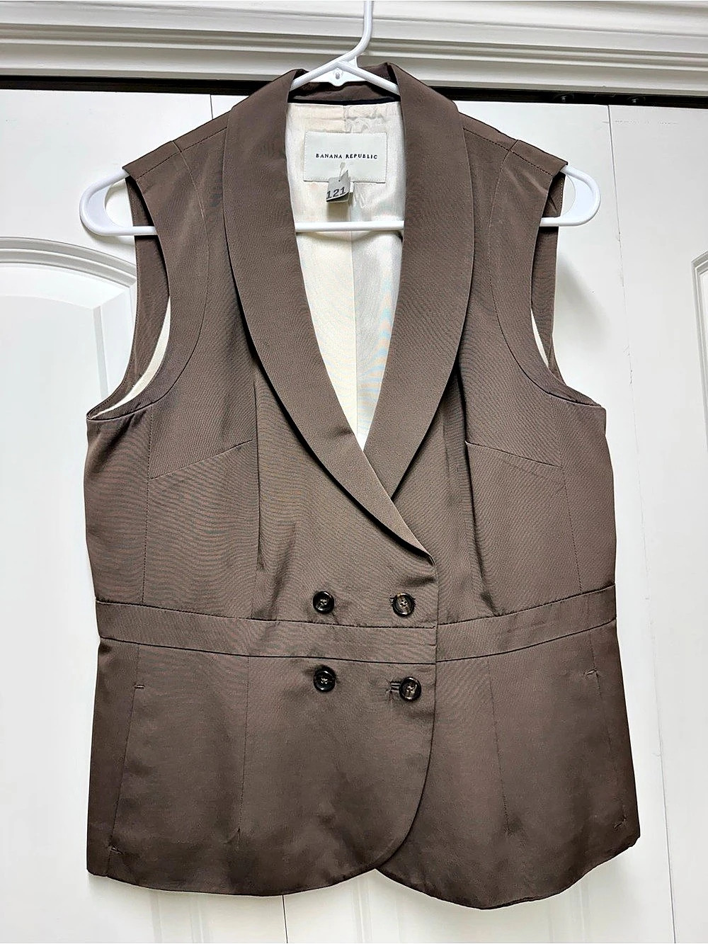 Banana Republic Double-Breasted Tailored Vest in Taupe Size 10 Like New